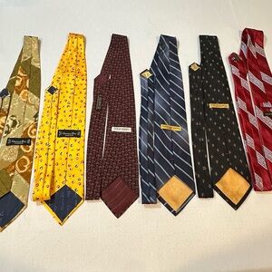 Designer Silk Tie Bundle (6) Dior Armani Donna Karan Valentino – Minor Repair